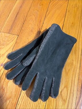 Men's Tommy Bahama Black Suede Winter Gloves with Knit Trim‎